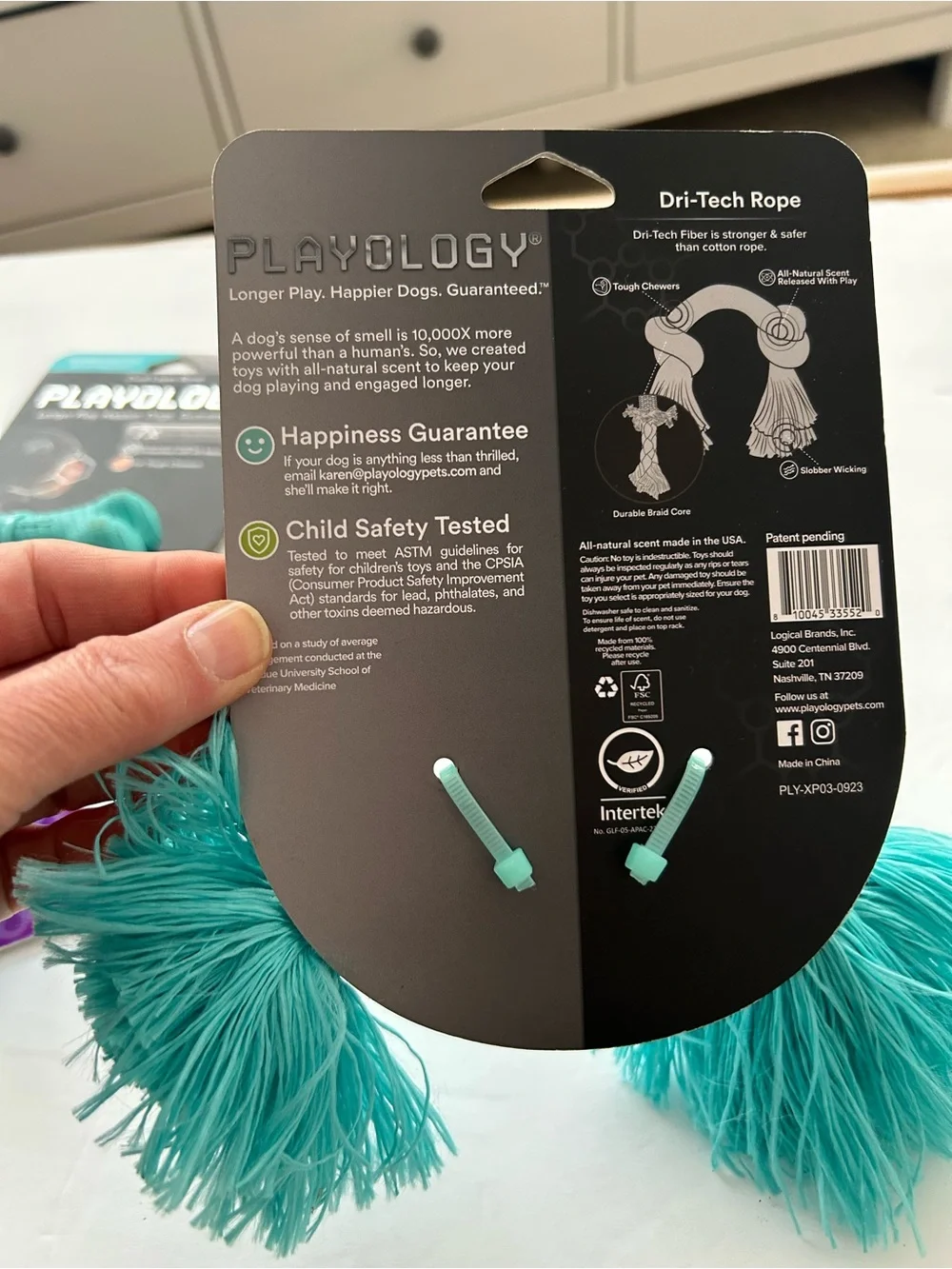 Small Dog Playology Bundle Dual Layer Bone Dri-Tech Rope Tough Chewers SpikyBall
